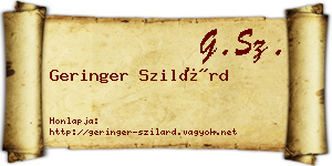 Geringer Szilárd névjegykártya